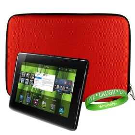 BlackBerry PlayBook Accessories Kit: Ruby Red Snug Fit BlackBerry Playbook Tablet Hard Case + A Vangoddy Live*Laugh*Love Wrist